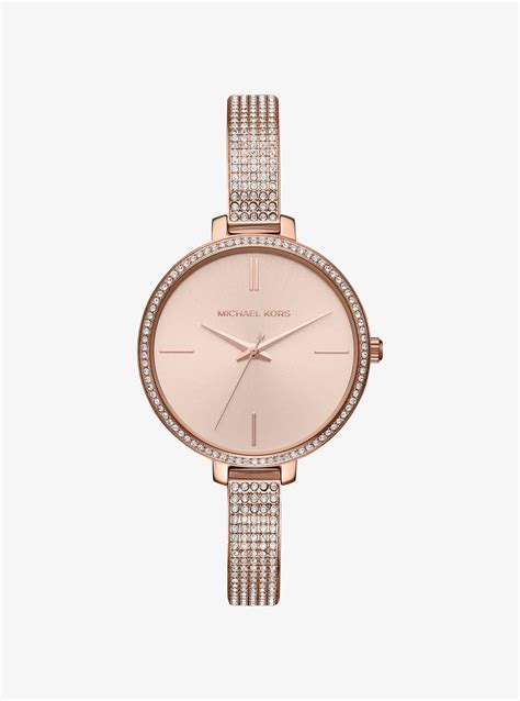 michael kors jaryn pavé rose gold-tone watch|Michael Kors Jaryn Pave Analog Bangle Bracelet Watch .